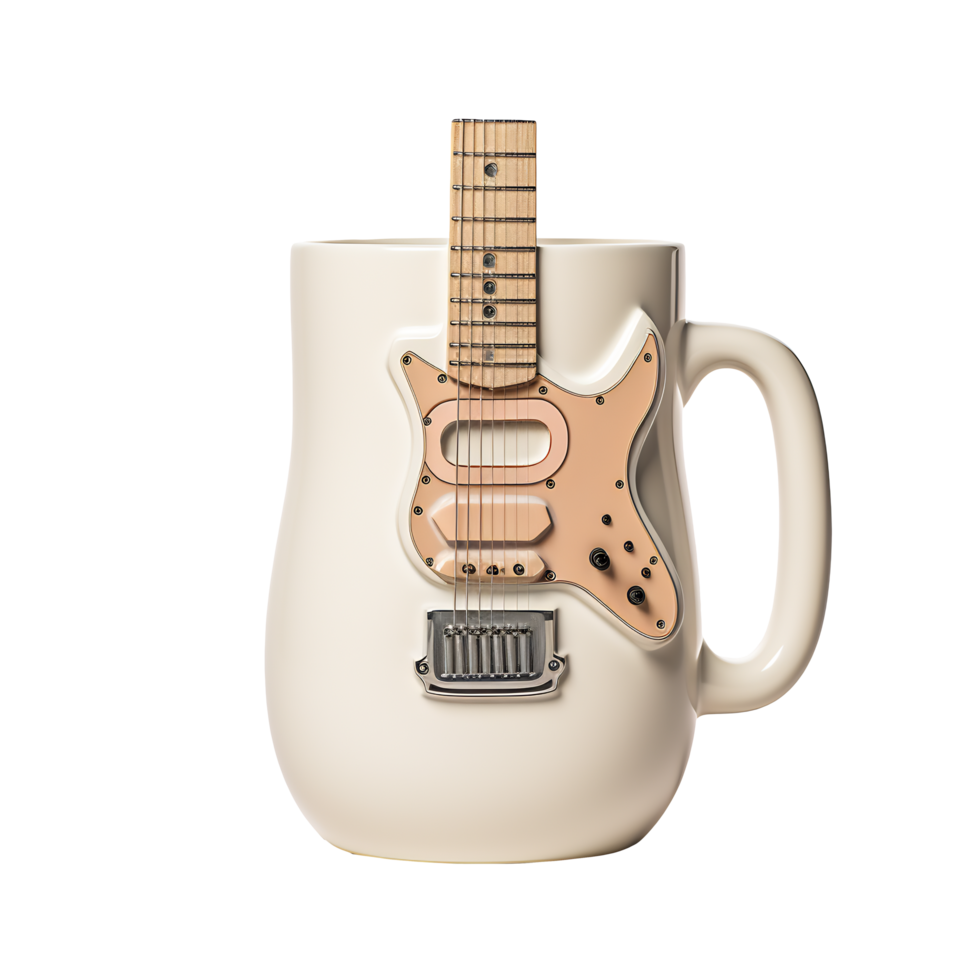 a coffee mug with a guitar on it - AI Generated - Generative AI png