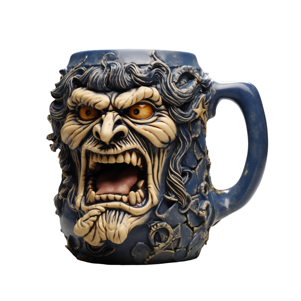 a mug with a demon face on it - AI Generated - Generative AI png