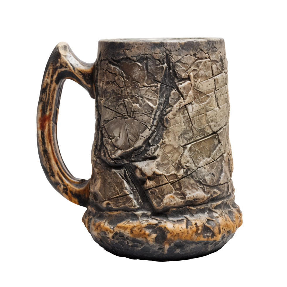 a beer mug with a crack on it - AI Generated - Generative AI png