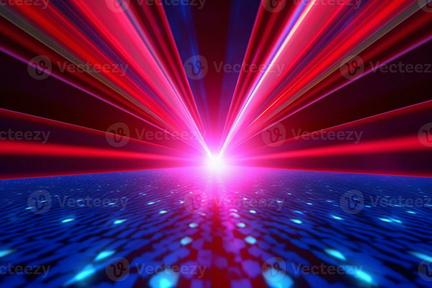 Dazzling blue and red rays create a vibrant disco ambiance. AI Generated photo