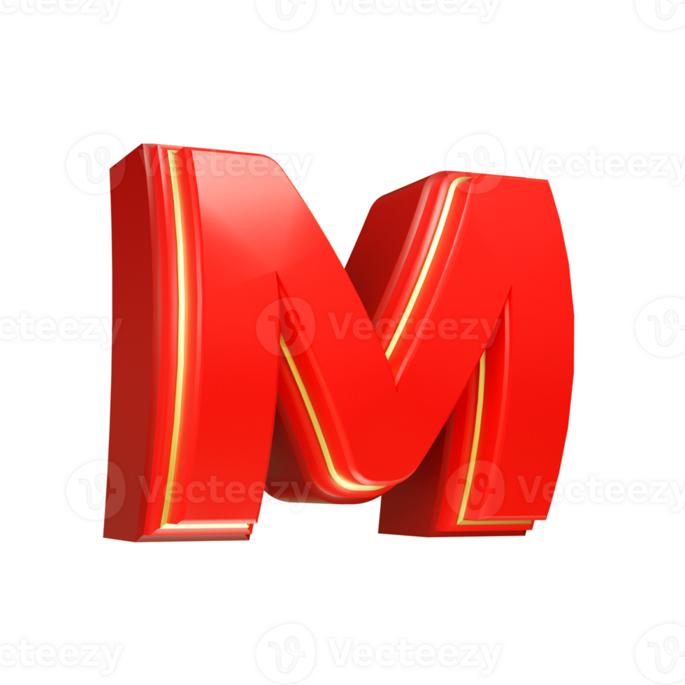 3d render red letter png