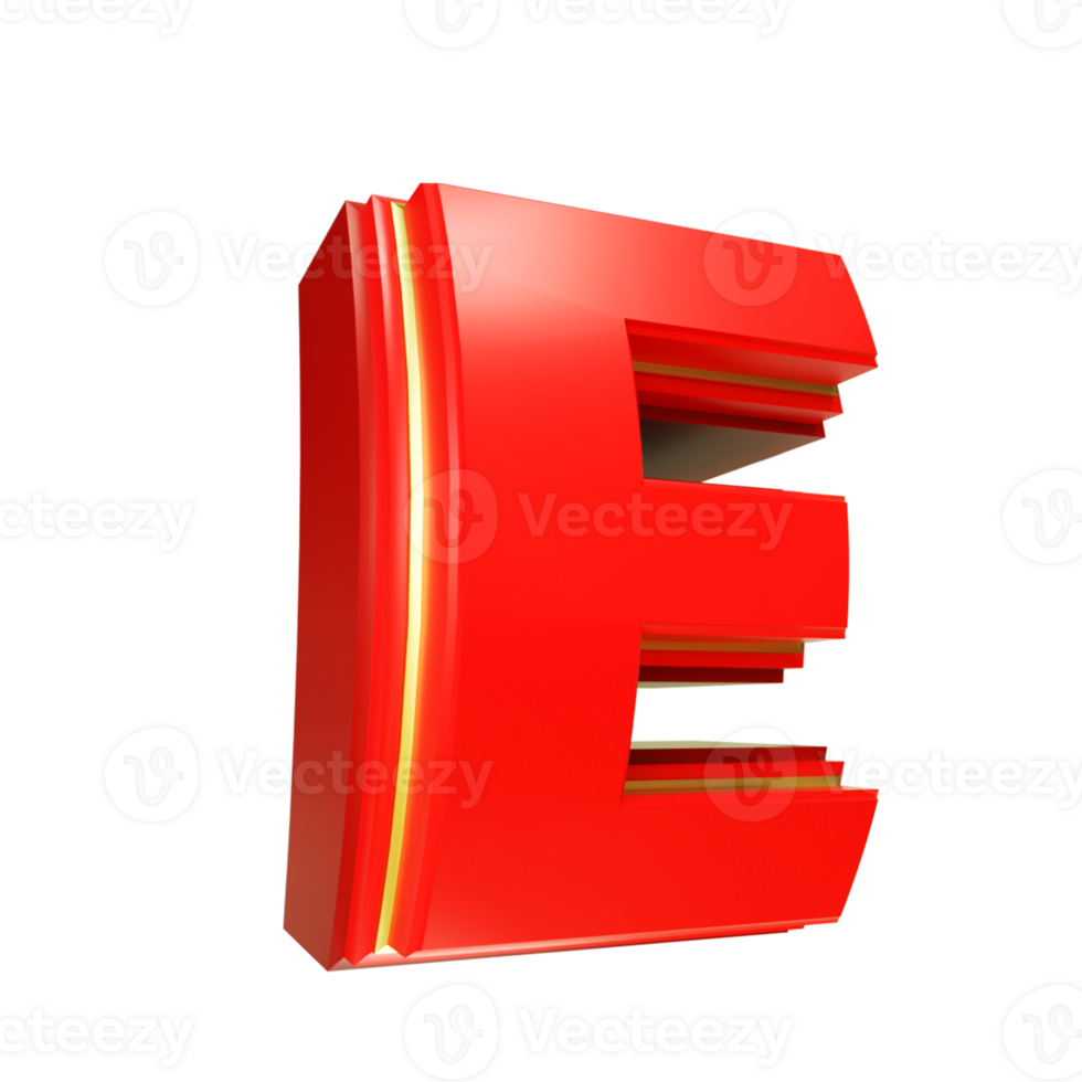 3d render red letter png