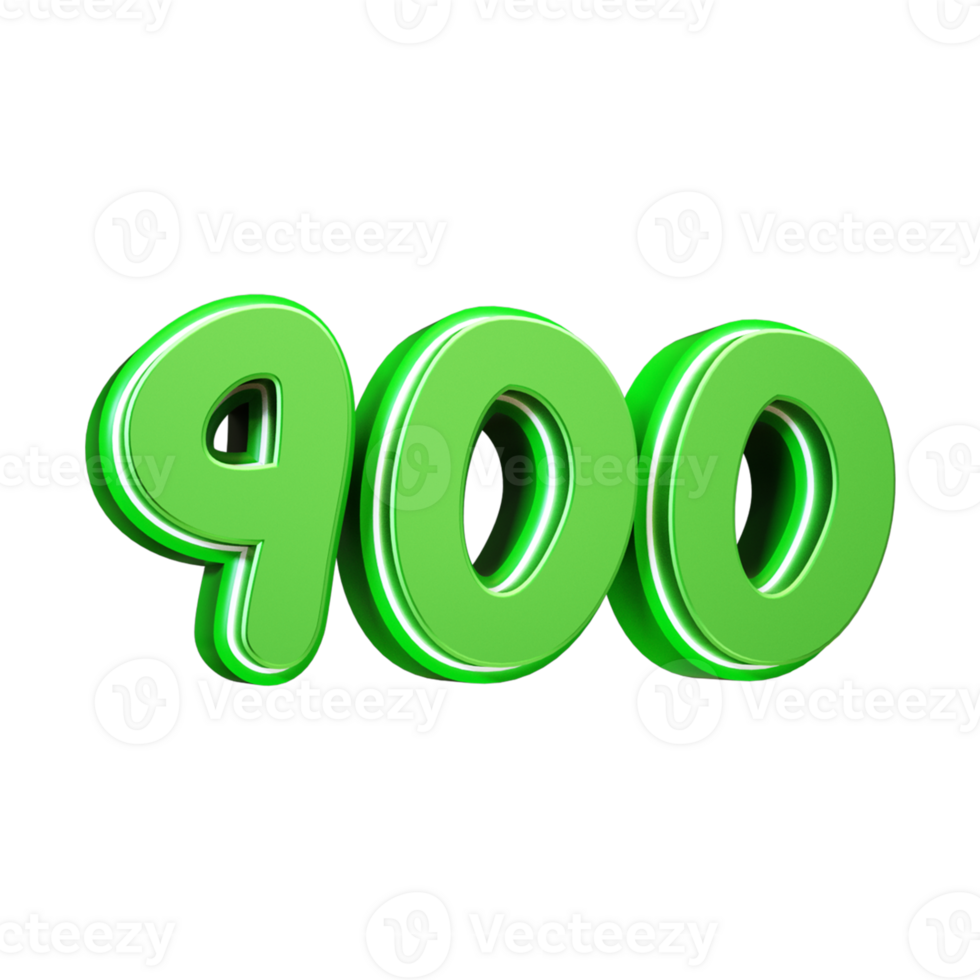 3d render green number png