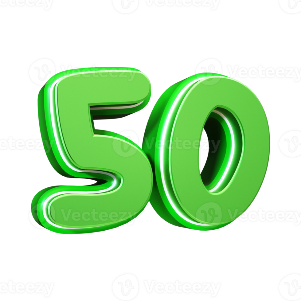3d render green number png