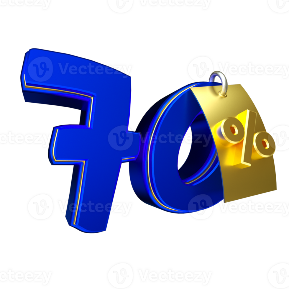 3d render number blue percent png