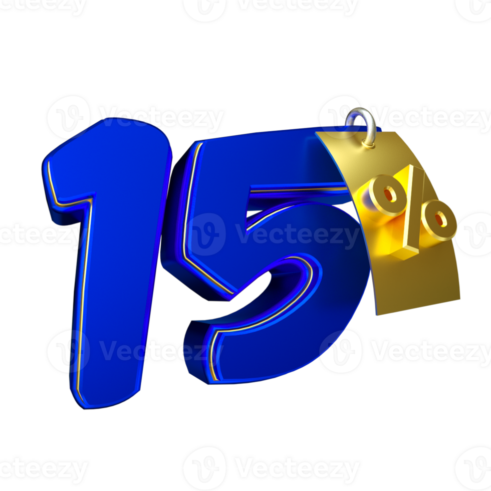 3d render number blue percent png