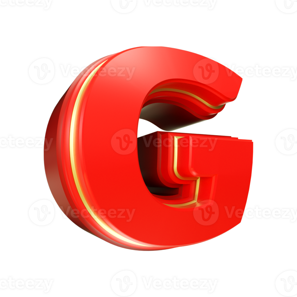 3d render red letter png