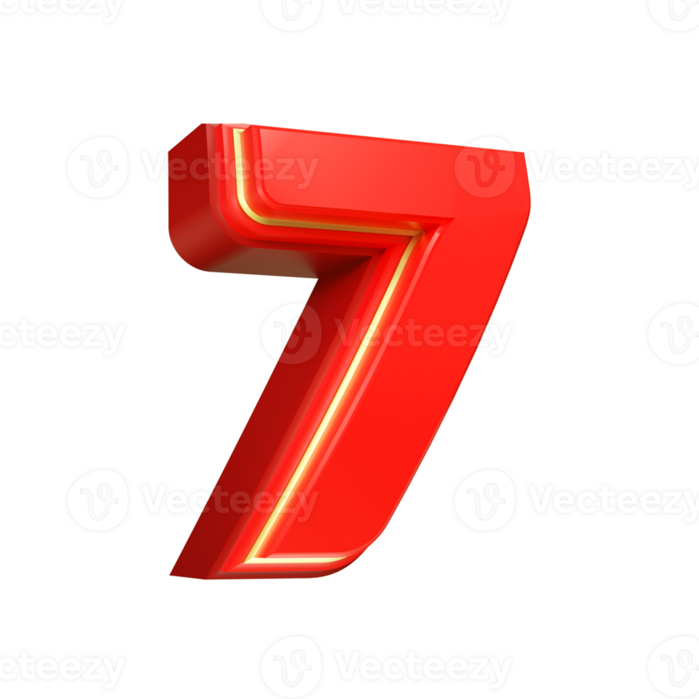 3d render red number png