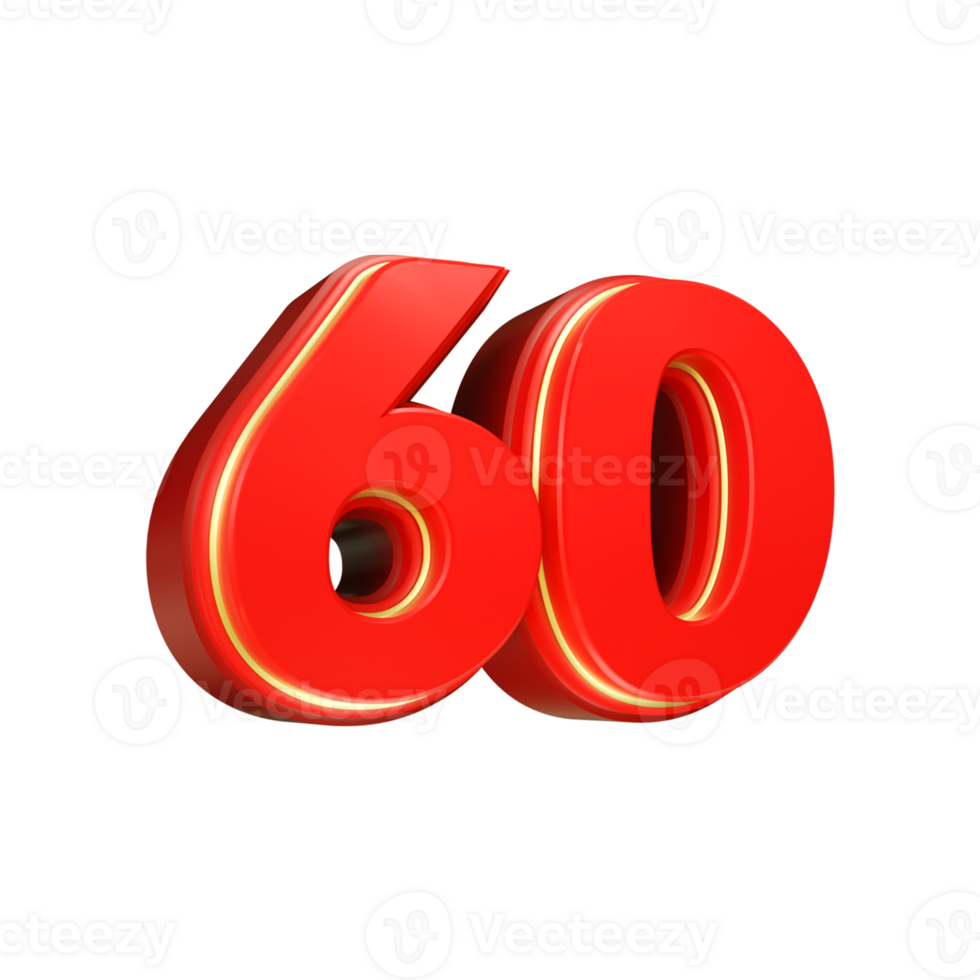 3d render red number png