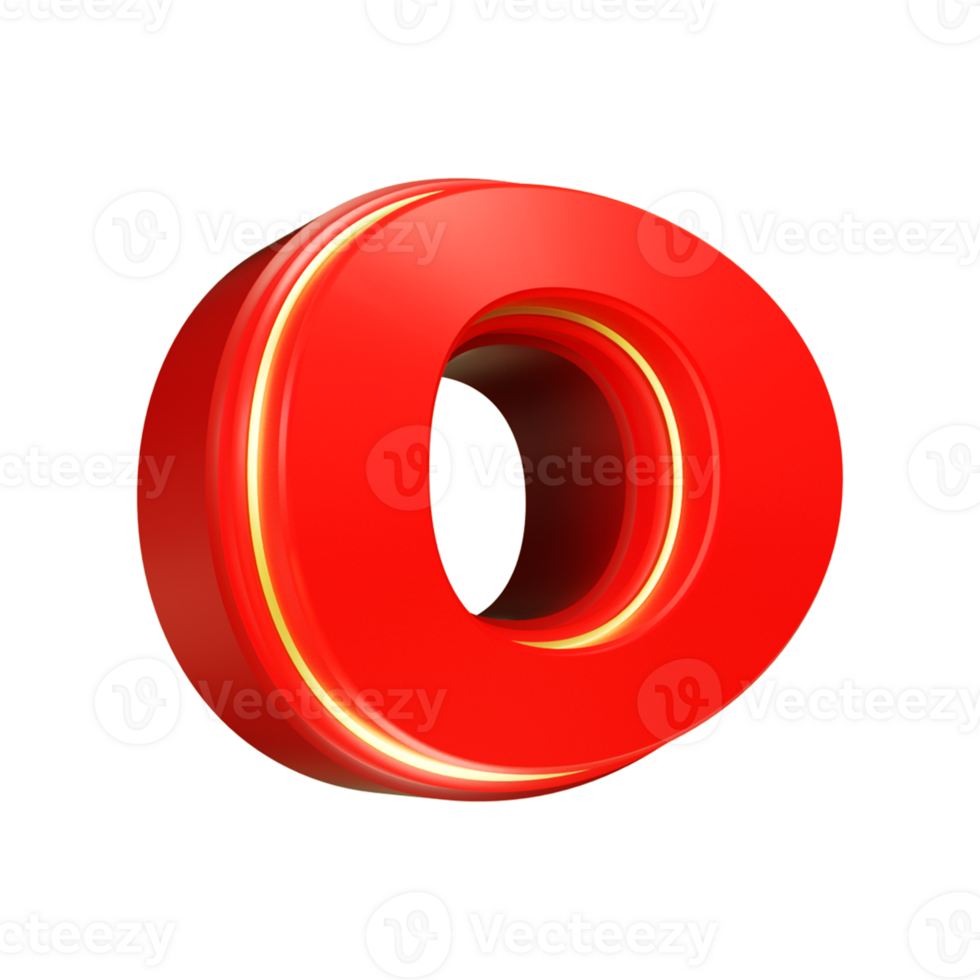 3d render red letter png