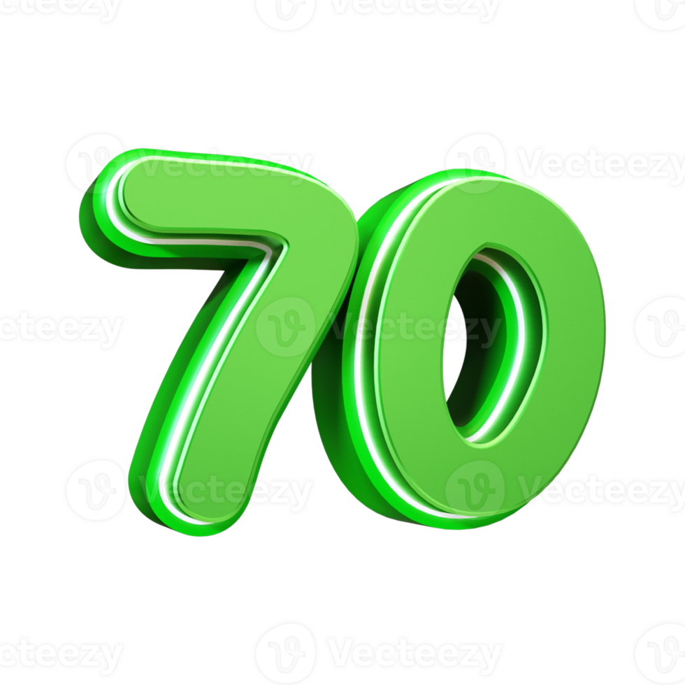 3d render green number png