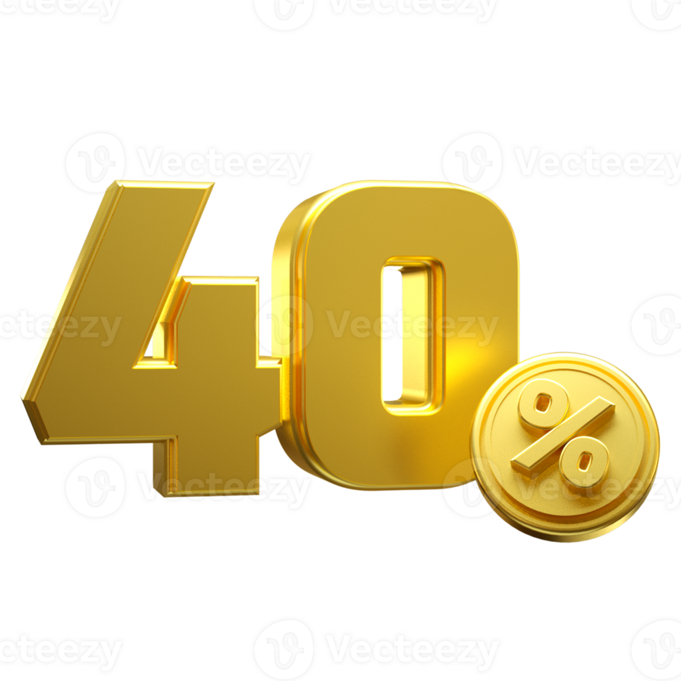 3d render gold percent png