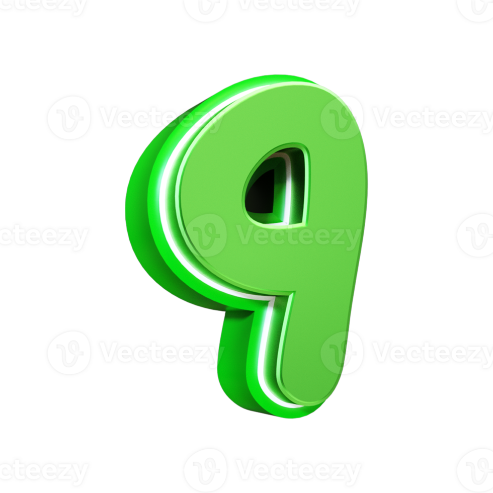 3d render green number png