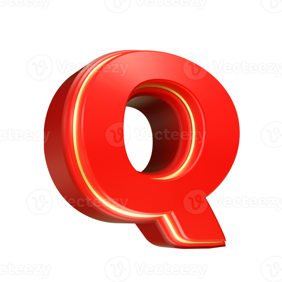 3d render red letter png