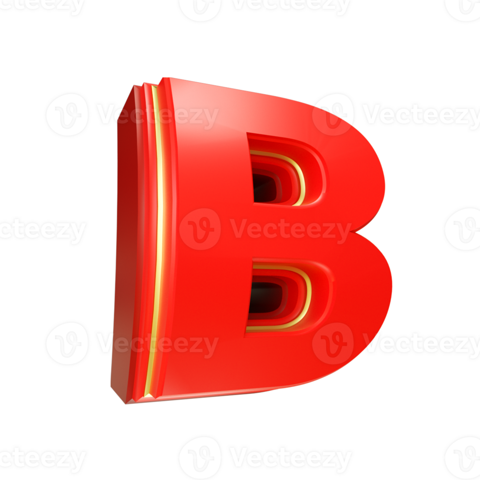 3d render red letter png
