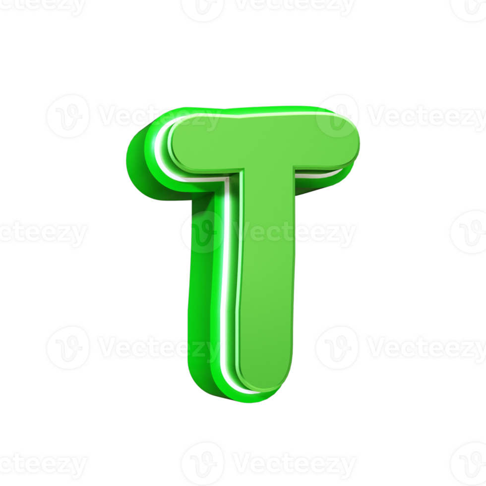 3d render green letter png