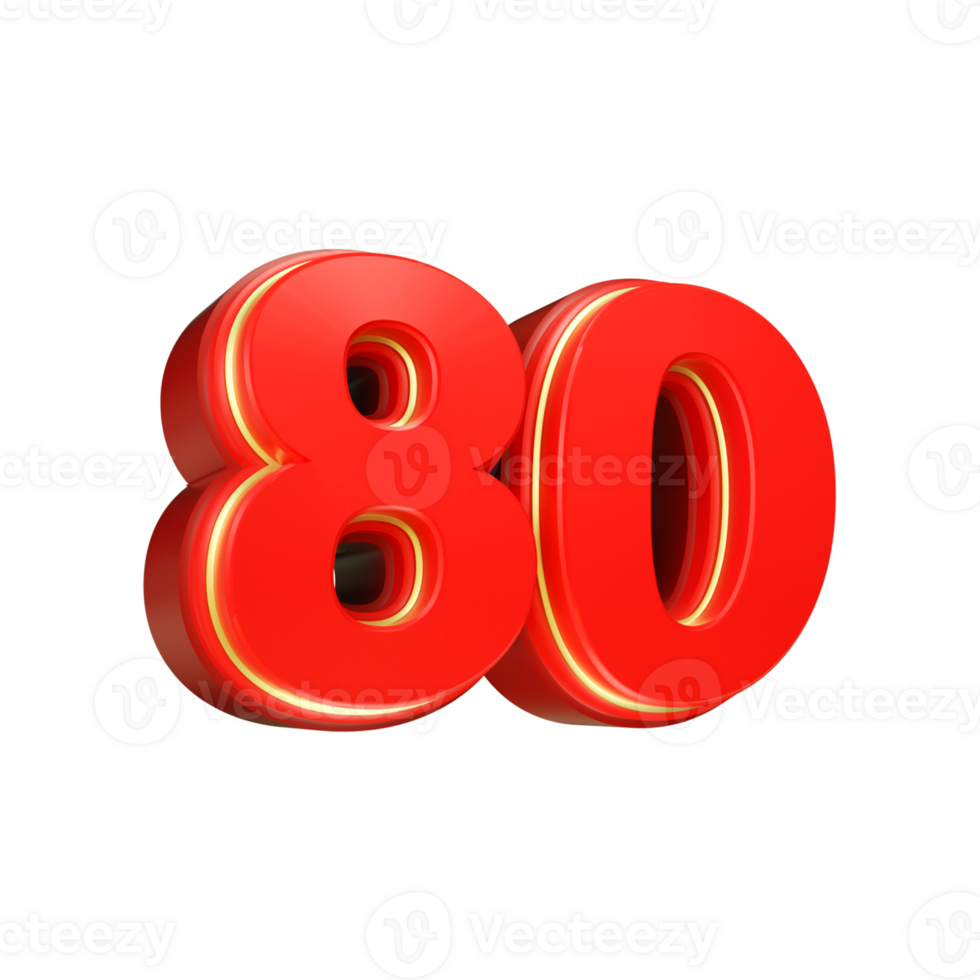 3d render red number png
