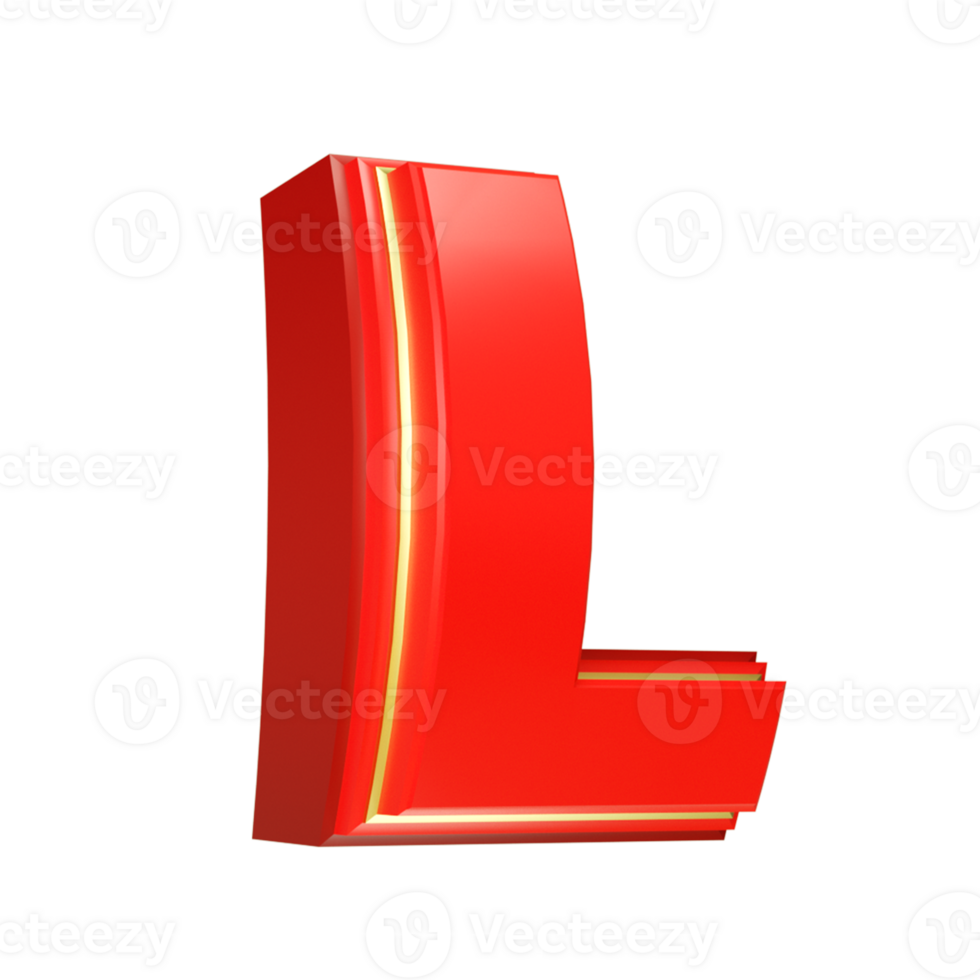 3d render red letter png