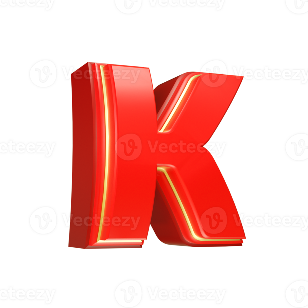 3d render red letter png