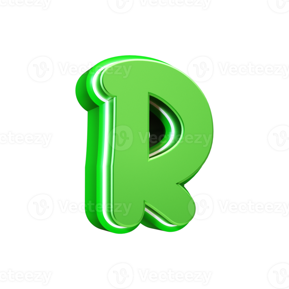 3d render green letter png