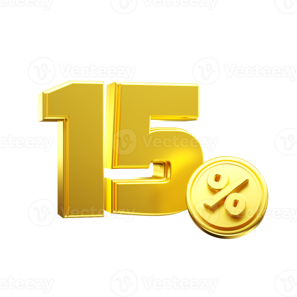 3d render gold percent png