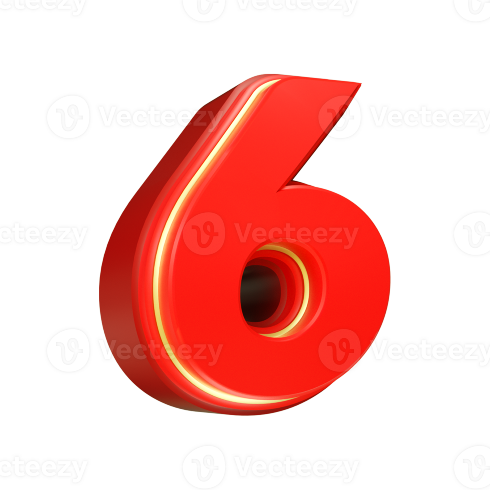 3d render red number png