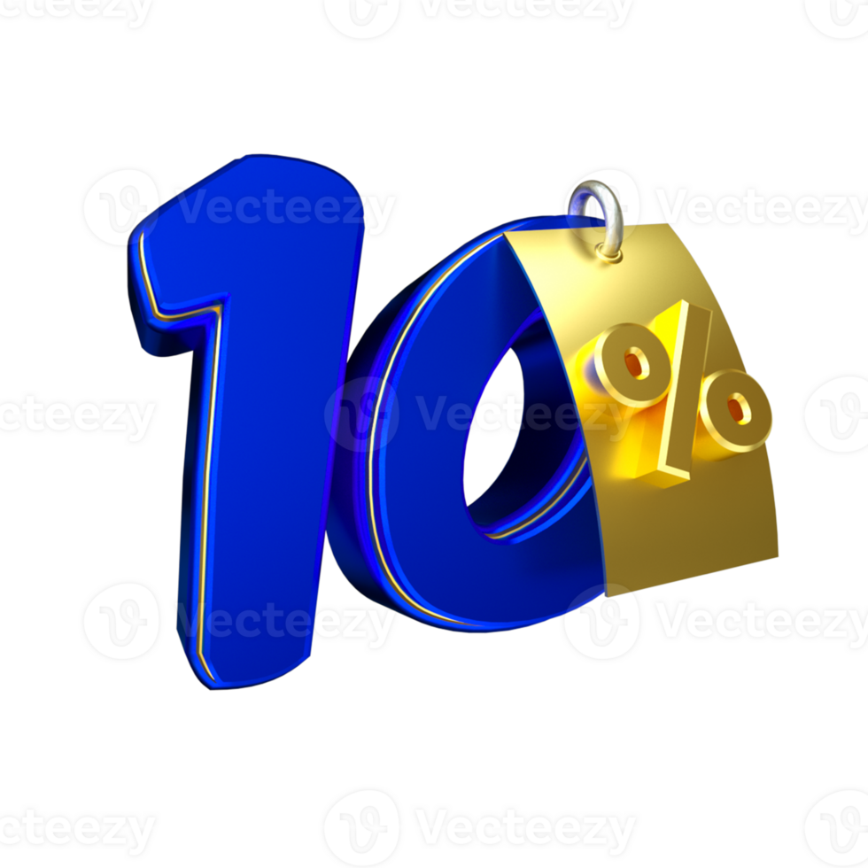 3d render number blue percent png