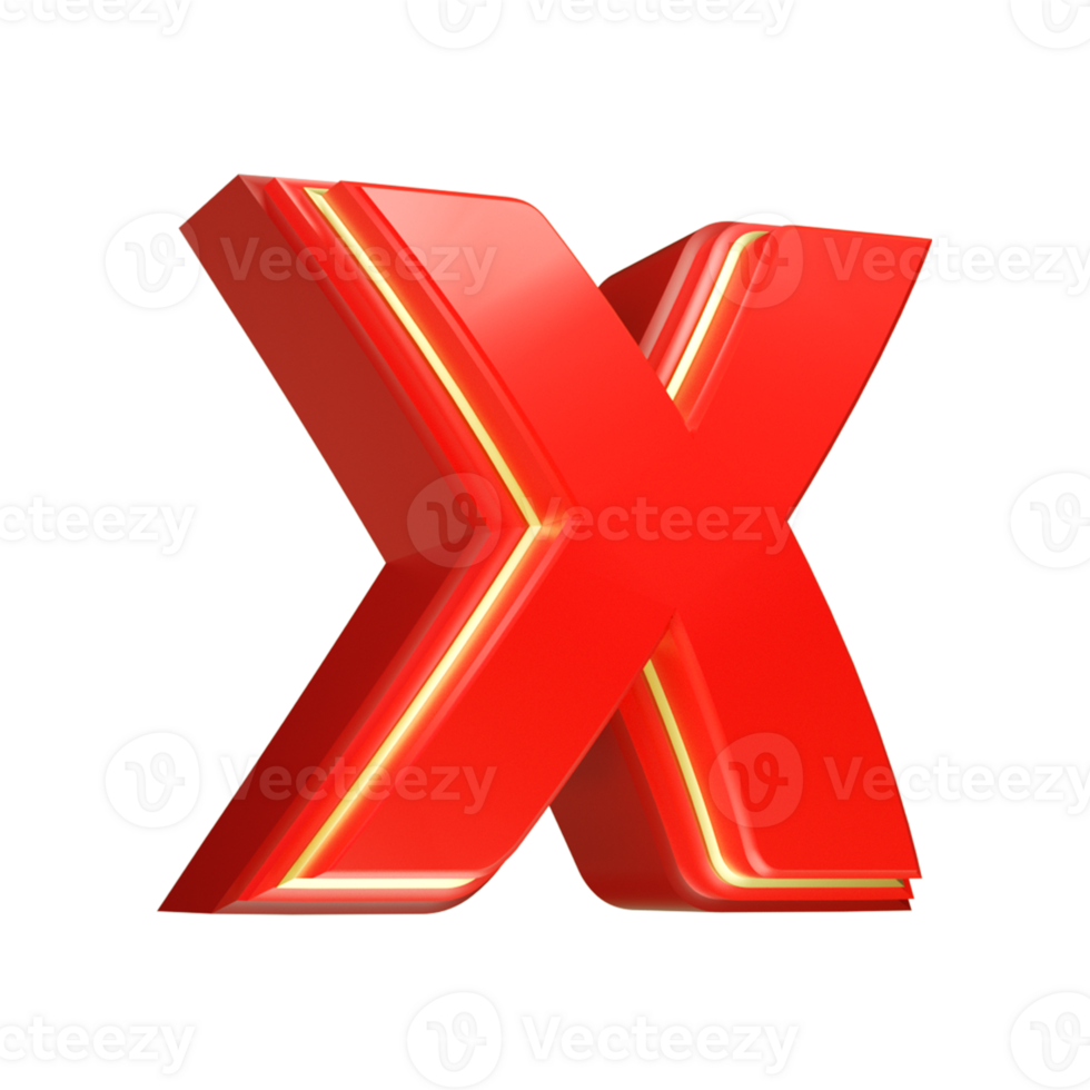 3d render red letter png