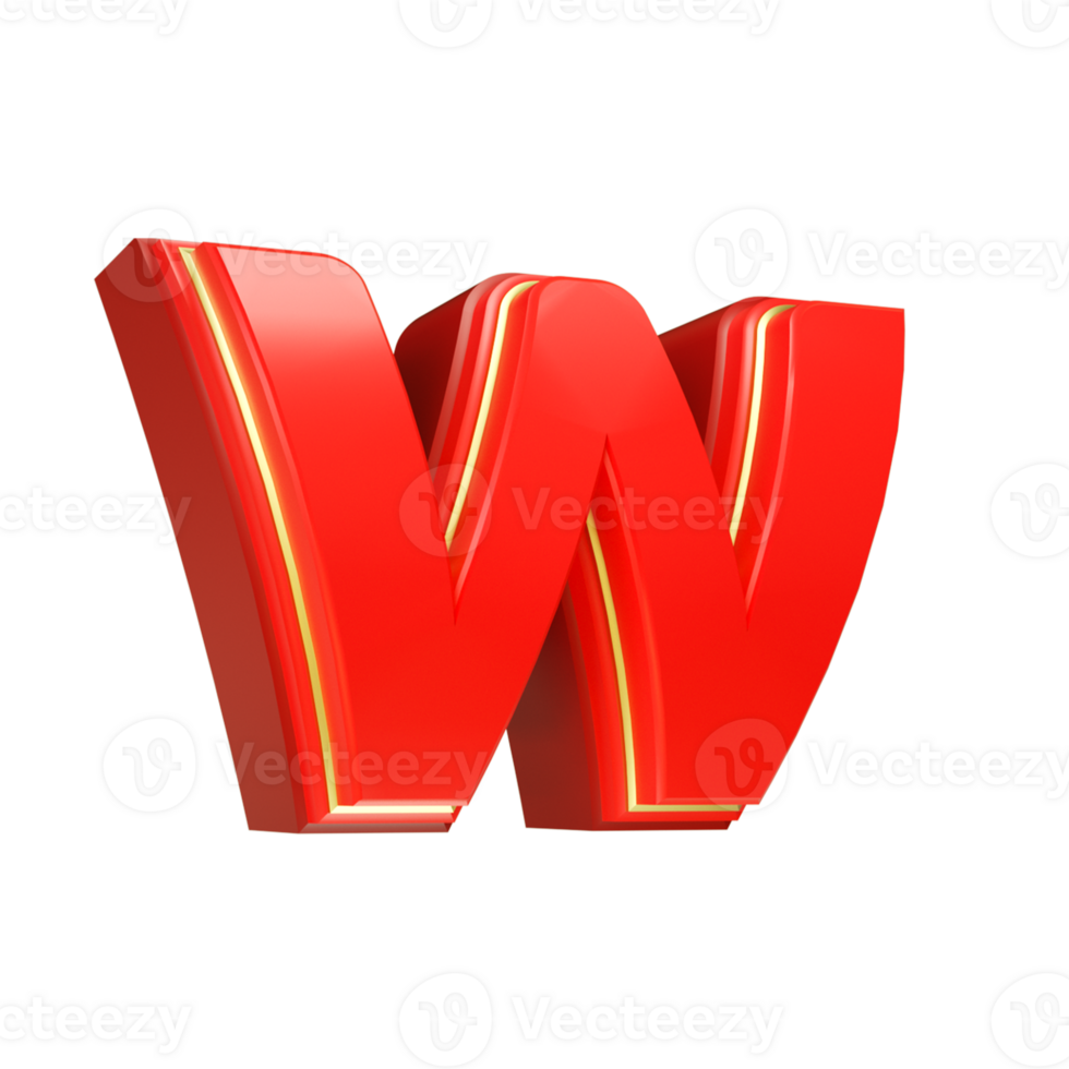 3d render red letter png