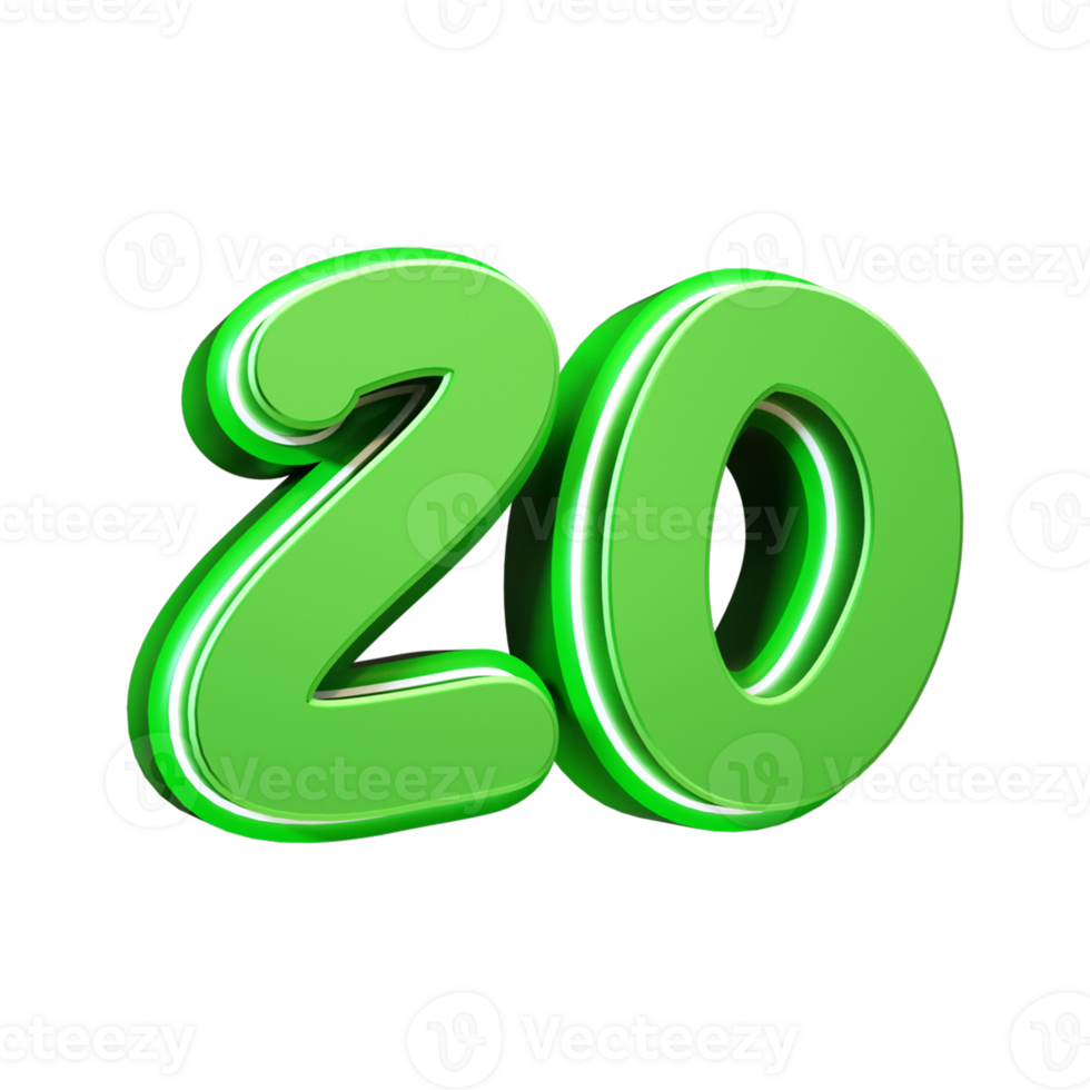 3d render green number png