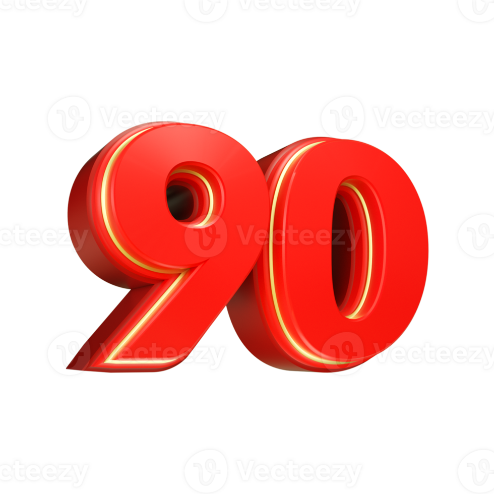 3d render red number png