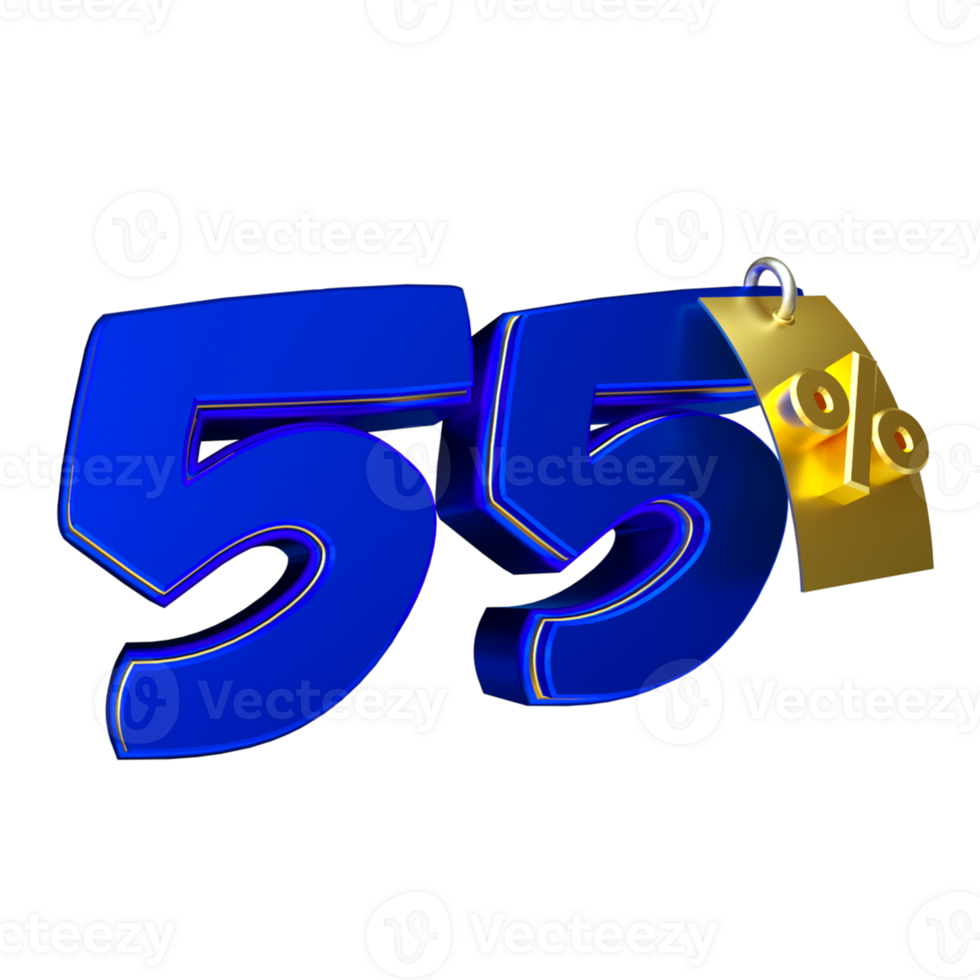 3d render number blue percent png