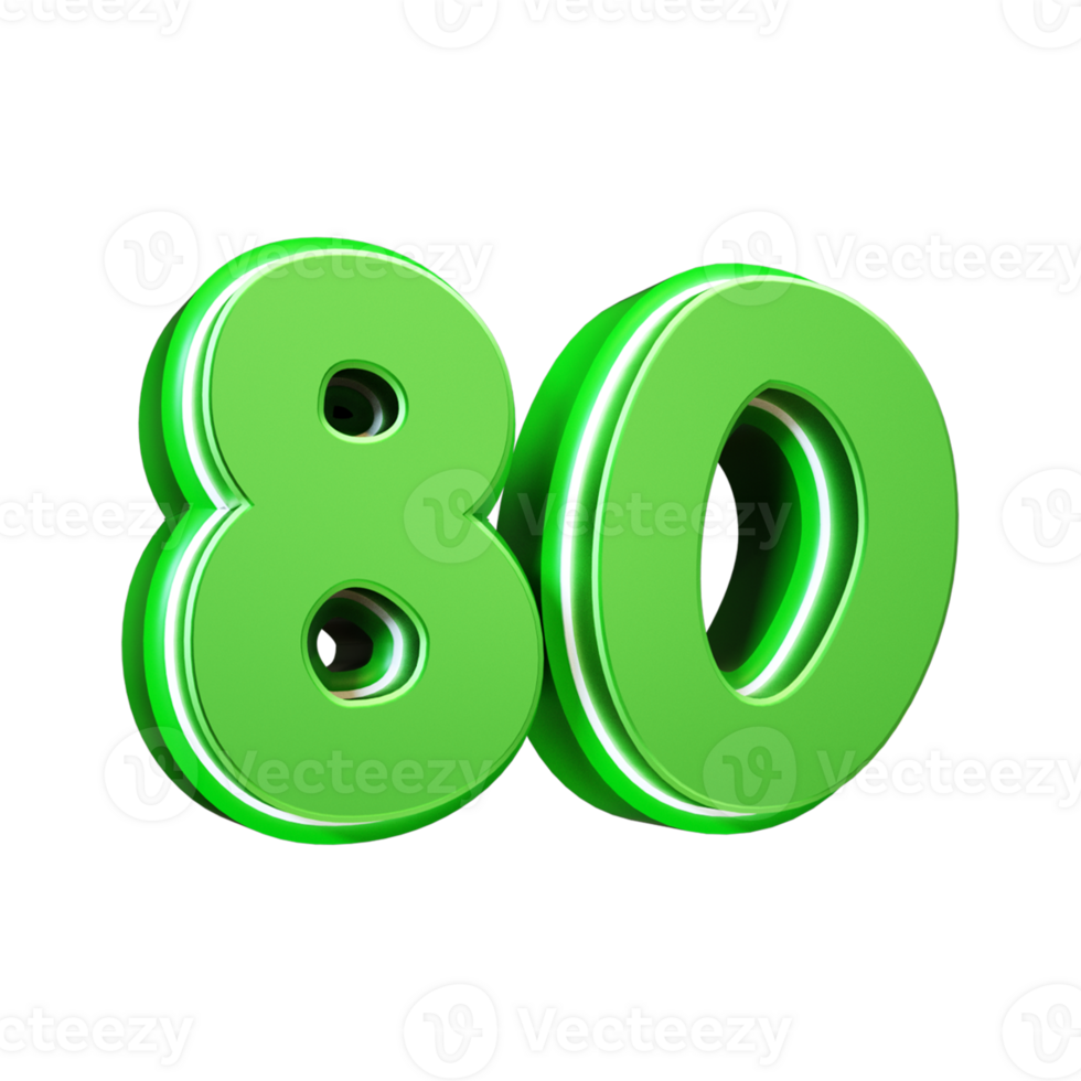 3d render green number png