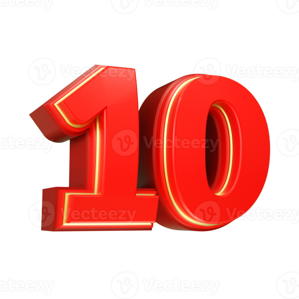 3d render red number png