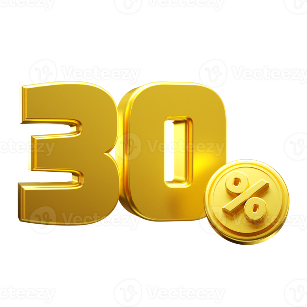 3d render gold percent png