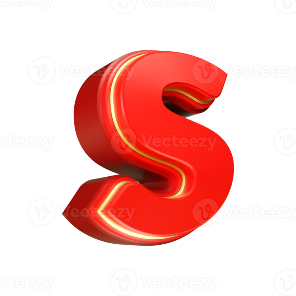 3d render red letter png