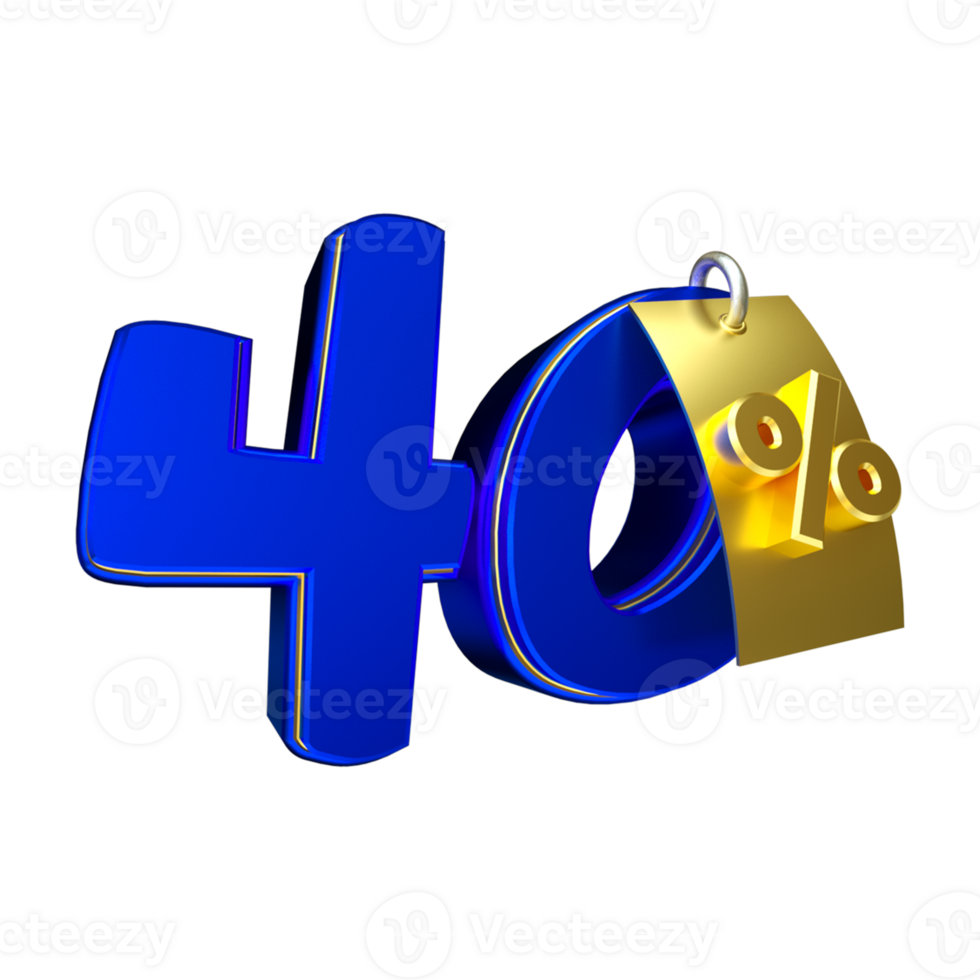 3d render number blue percent png