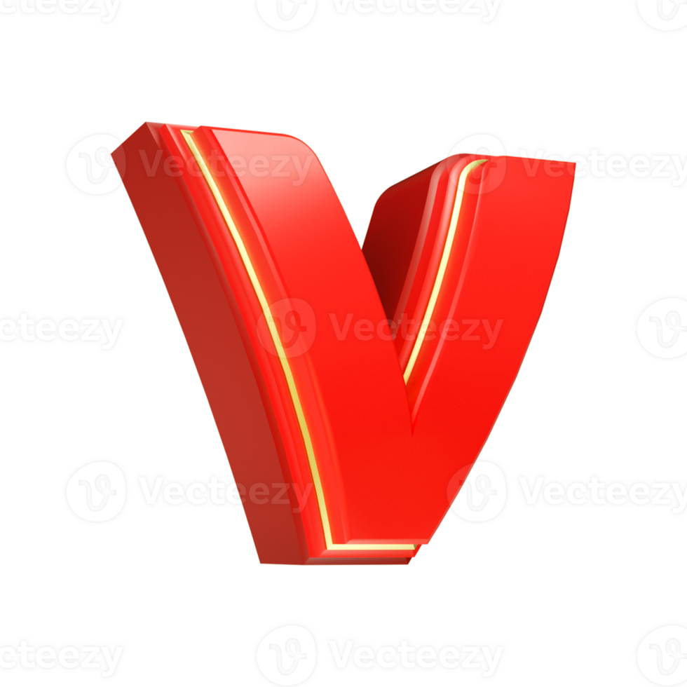 3d render red letter png