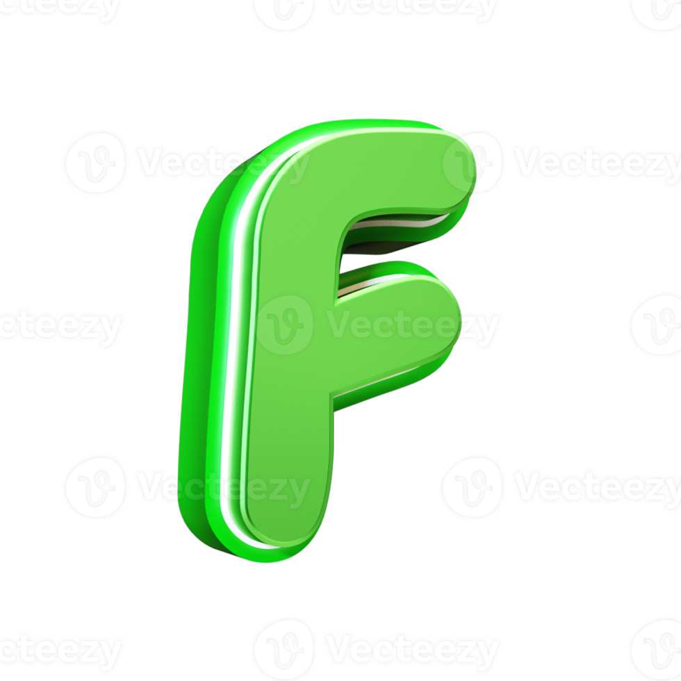 3d render green letter png