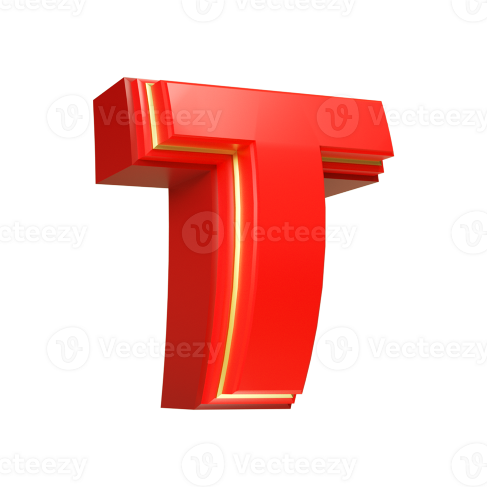 3d render red letter png