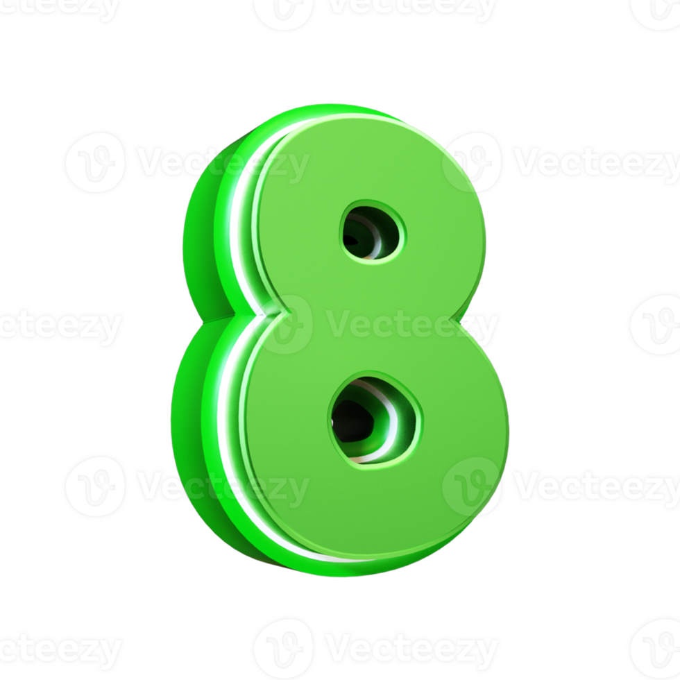 3d render green number png