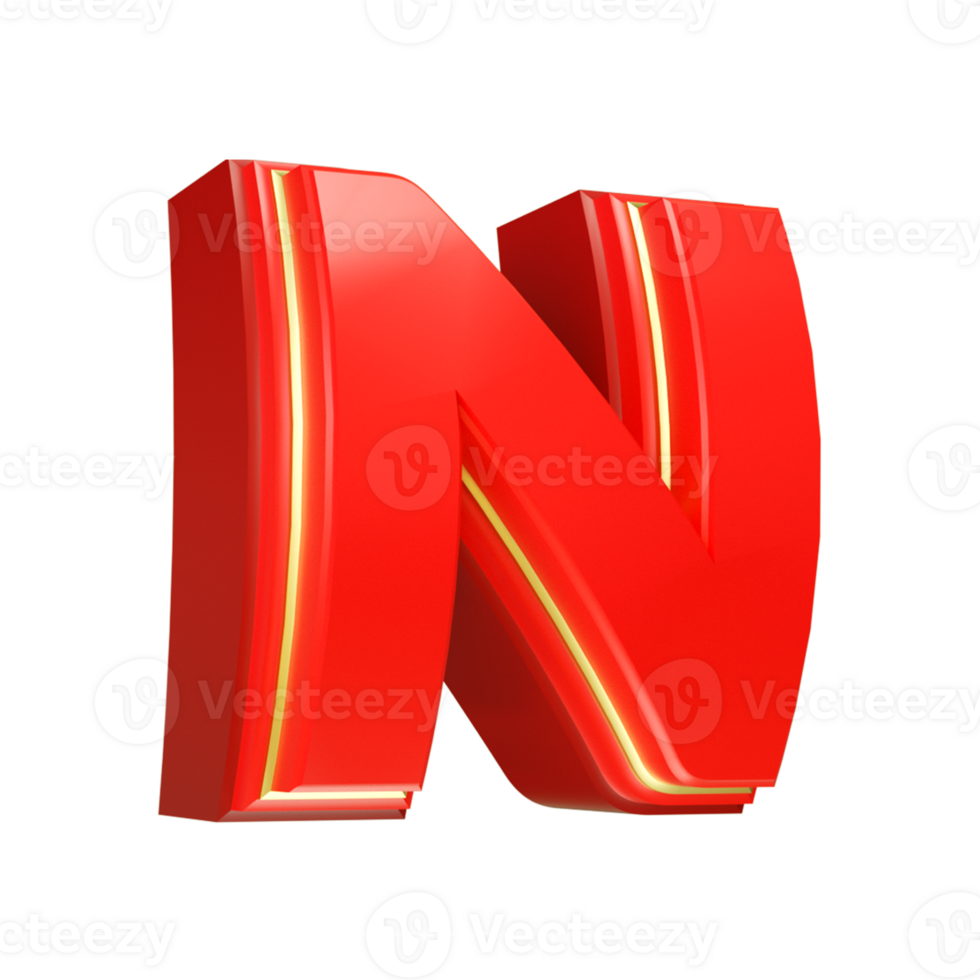 3d render red letter png
