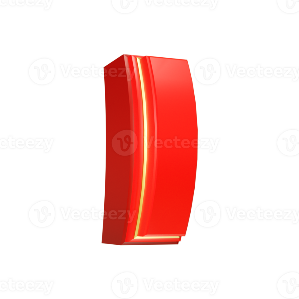 3d render red letter png