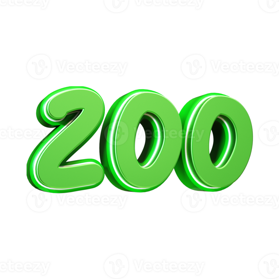 3d render green number png