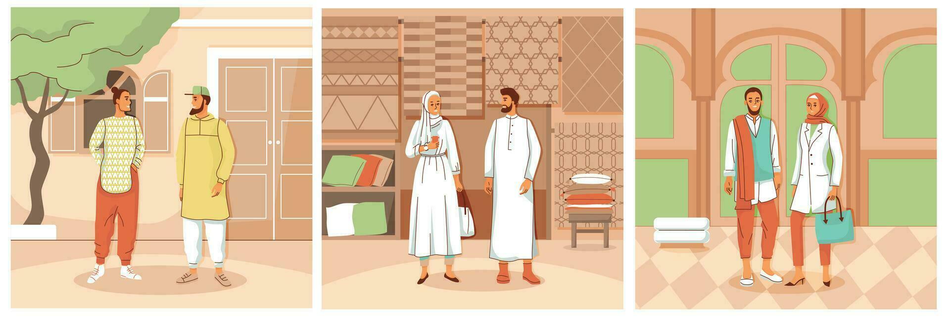Muslim Clothes Composition Set vector