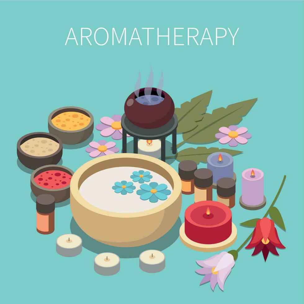 Aroma Therapy Isometric Composition vector