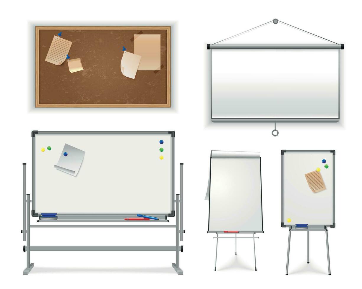 Office Boards Realistic Set vector