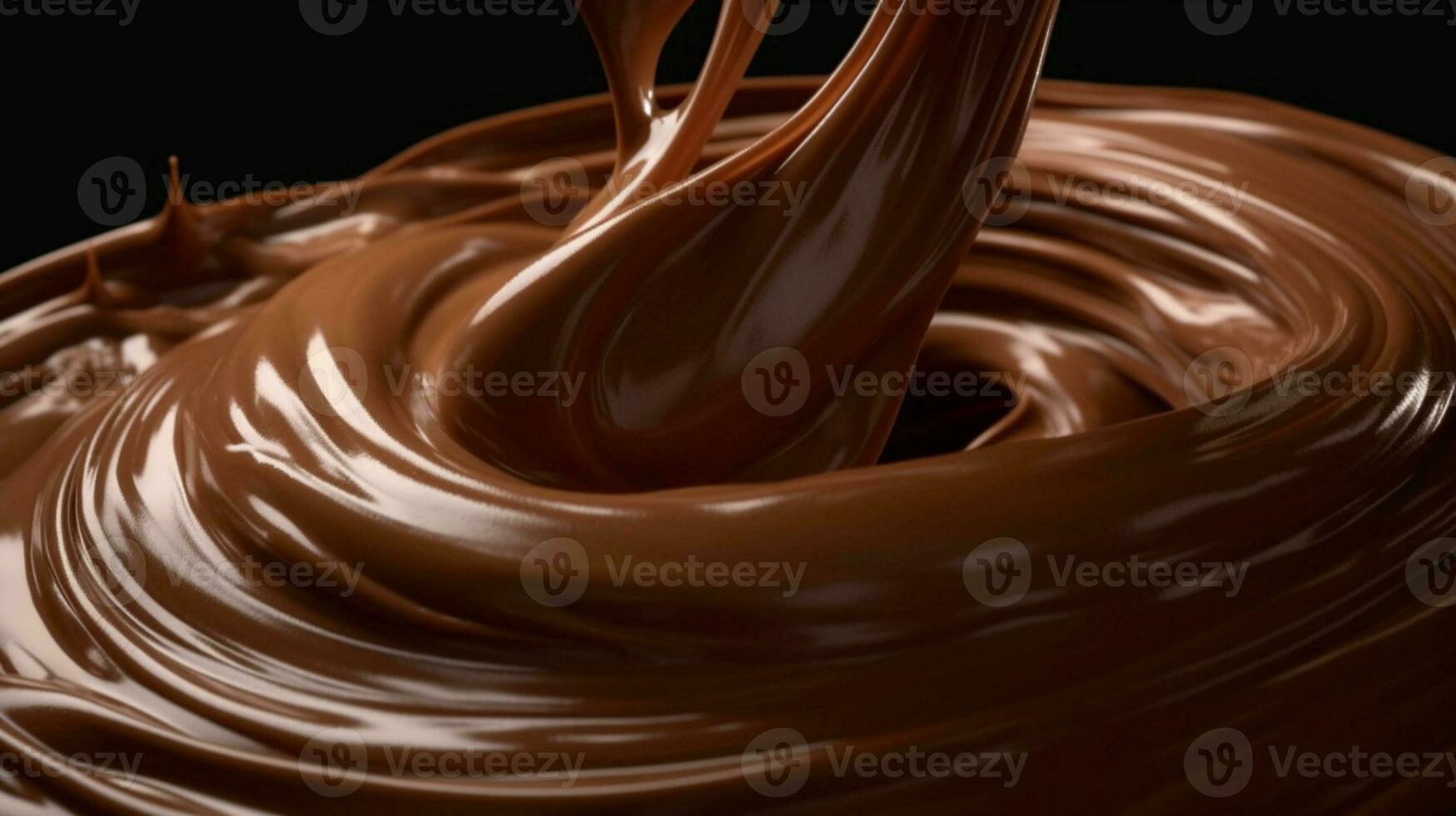 Chocolate cascade, Velvety sauce flowing gracefully from a front view. AI Generated photo