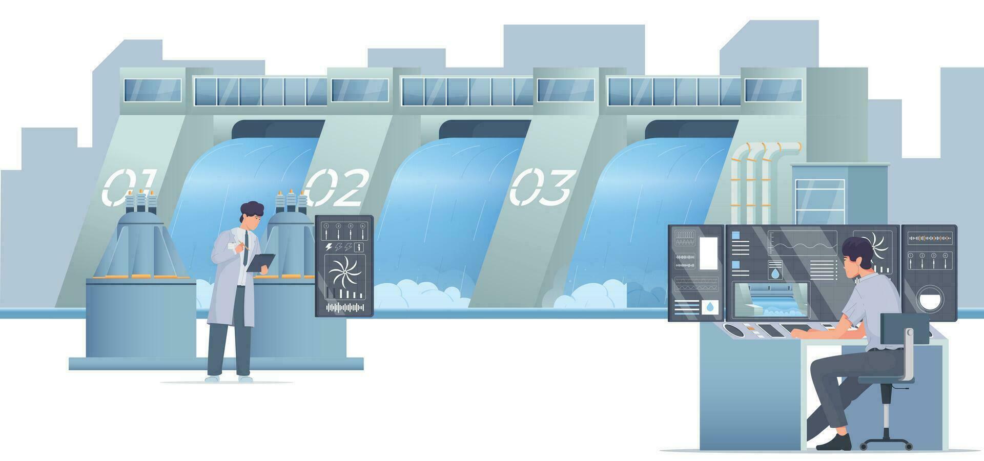 Hydro Station Flat Illustration vector