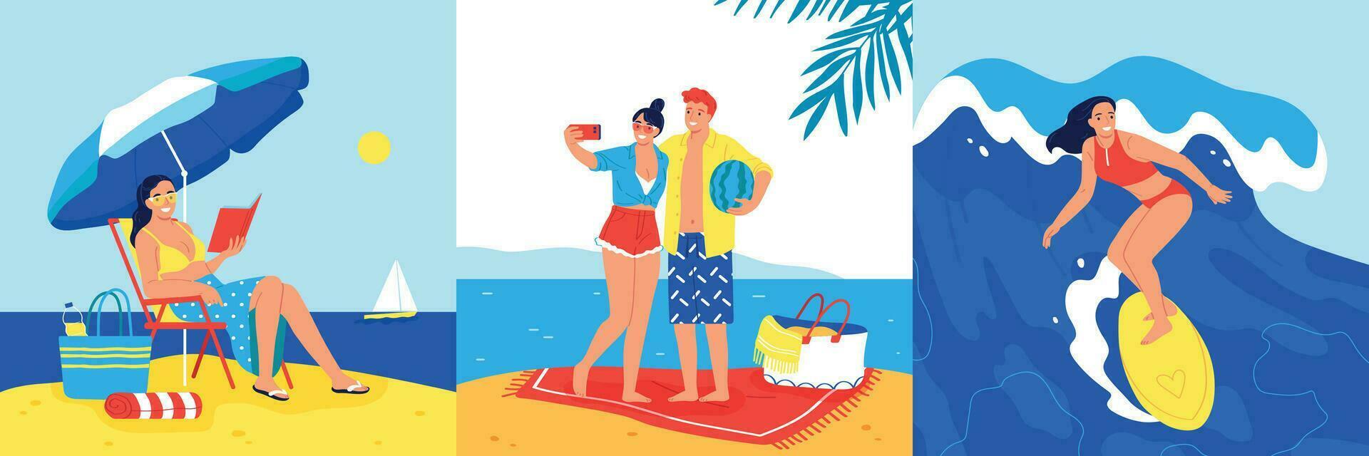 Vacation Flat Set vector